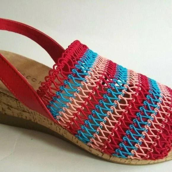 NEW KAREN SCOTT Fabric Woven Mesh Wedge Sandals - Picture 2 of 4